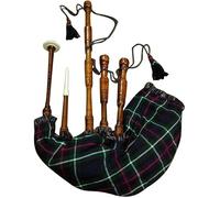 Tartancity Scottish Bagpipe Set with Mackenzie Tartan Cover | Natural Finish Rosewood, Complete Accessories | Tutor Book & Bag