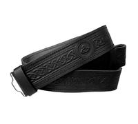 Tartancity Scottish Black Leather Kilt Belt - Masonic, Thistle & Plain Styles - Real Leather Traditional Kilt Belt Without Buckle for Men & Boys (Celtic Twist Embossed, Large)