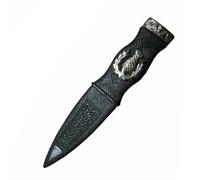Tartancity Scottish Budget Safety Dummy Sgian Dubh - Bladeless Design with Thistle Badge - Traditional Wear - Black Plastic Resin - Antique & Nickel