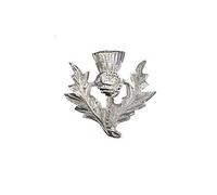 Tartancity Scottish Highland Thistle Cap Badges/Glengarry Hat Badge Pin Silver/Military
