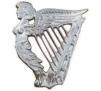 Tartancity Scottish Irish Celtic Harp Cap Badges/Glengarry Hat Badge Pin Silver/Military