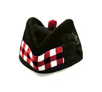 Tartancity Scottish Piper Hats - Triple Diced Men Glengarry Cap Scottish Balmoral Kilt Beret - Red, Black, White - 100% Wool (UK, Numeric, 7 5/8, Triple Diced(Red-Black-White))