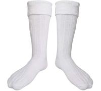 Tartancity White Kilt Hose Socks - Traditional Highland Dress Socks for Men - Ribbed Long Wool Blend Hose for Kilts & Ghillie Brogues (UK, Alpha, L, Regular, Regular, White)