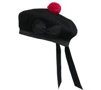 Tartanista Balmoral Plain Black Scottish Kilt Beret 7 1/4-58