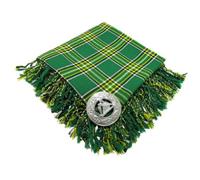 Tartanista Irish Kilt Fly Plaid 44" x 44" Thistle Brooch - Irish Green