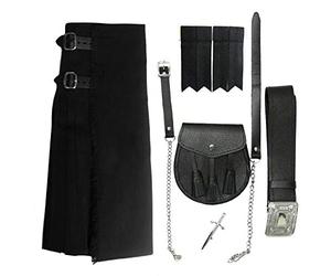 Tartanista Mens 5-piece Kilt Outfit Plain Black 44"