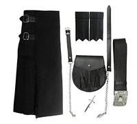 Tartanista Mens 5-piece Kilt Outfit Plain Black 48"