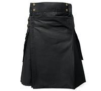 Tartanista Plain Black Heavy Cotton Utility/Wilderness Kilt 30