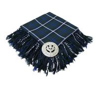 Tartanista Scottish Kilt Fly Plaid 44" x 44" Thistle Brooch - Douglas Blue