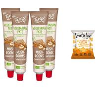 Tartex Organic Mushroom Pate 200g + Indulge Snack | Vegetarian Nutritional Yeast Spread | Organic, Plant-Based Sandwich, Crackers & Toast Pâté |(Pack of 4) from SuperfoodUK