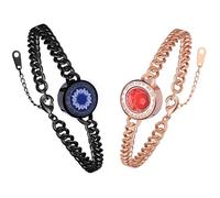 tartoow Long Distance Touch Vibration Bracelets Long Distance Relationship Gifts for Girlfriend Boyfriend Love Bracelets for Couples Bluetooth G001 Black So Gold Lu