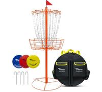 TARUMG Disc Golf Basket - Portable Disc Golf Target with Heavy Duty 24-Chains Come with Transit Bag and 3pcs Disc Golf Discs, Ground Stake -Suitable for Players of All Levels - Multi Color Available