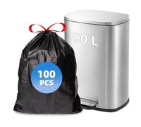 Tarunmo Black Heavy Duty Bin Bags - 100 Pack, 90L, Tear Resistant Drawstring Liners, Unscented for Kitchen, Garden & Commercial Waste 70X80cm