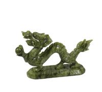 TARVIK Green Feng Shui Dragon Figurine Statue Sculpture for Luck Success Luck Home Office Car Decoration Natural Jade Animal Figurine,20cm