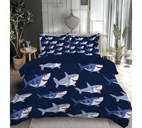 TaRvit Blue King Size Duvet Cover SetsShark Duvet Cover Sets with Zipper Closure, Soft Microfiber Bedding Sets King Size, Include 1 Quilt Cover 230x220 and 2 Pillowcases 50x75 cm