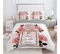TaRvit Lady Bedding Double Bed Set Perfume Duvet Cover Sets with Zipper Closure, Easy Care Luxury Soft Brushed Microfiber Bedding Set, Include 1 Quilt Cover 200x200 and 2 Pillowcases 50x75 cm