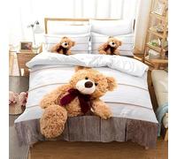TaRvit Muppet Bear Bedding Double Bed Set Cartoon Duvet Cover Sets with Zipper Closure, Easy Care Luxury Soft Brushed Microfiber Bedding Set, Include 1 Quilt Cover 200x200 and 2 Pillowcases 50x75 cm