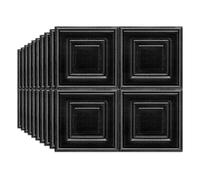 Tarwanear 10 PCS 3D Wall Panels Peel and Stick Tartan Wallpaper Removable Wallpaper 70X70cm 3D Tile Wood Panels Wall Sticker Self-Adhesive Waterproof for Kitchen Bathroom Floor Ceiling,Black