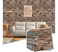Tarwanear 10PCS 3D Wall Panels Roman Red Self Adhesive Wall Tiles 38x35cm Brick Wall Panel Peel and Stick Waterproof DIY Decorative Wall Stickers for Kitchen Bathroom Floor Ceiling