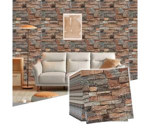 Tarwanear 10PCS 3D Wall Panels Roman Red Self Adhesive Wall Tiles 38x35cm Brick Wall Panel Peel and Stick Waterproof DIY Decorative Wall Stickers for Kitchen Bathroom Floor Ceiling