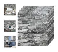 Tarwanear 30 Pack 3D Brick Wallpaper Wall Stickers 1.25 ft x 1.15 ft DIY Self Adhesive Wall Tiles 3D Wall Panel Waterproof Masonry Effect Home Decoration for Kitchen Bathroom Ceiling,Roman Black