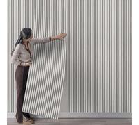 Tarwanear 3D Effect Grey Striped Wood Slat Wallpaper - Retro Faux Panel for Living Room, Bedroom, Hallway - 0.53x9.5m