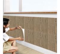 Tarwanear 50PCS Brown Wooden Panel Peel and Stick 3D Wall Panels 35×35cm Self Adhesive Wall Tile Stickers Waterproof Removable Home Decor for Kitchen Bathroom Ceiling