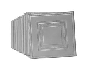 Tarwanear 50PCS Grey Silver Grid Panels Peel and Stick 3D Wall Panels 35×35cm Self Adhesive Wall Tile Stickers Waterproof Removable Home Decor for Kitchen Bathroom Ceiling