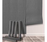 Tarwanear 6 Rolls Wood Effect Wallpaper Wood Slat Wallpaper 30.18m² Dark Grey Wooden Slat Effect Wall Paper Natural Wooden Slatted Roll for Living Room Bedroom Office Front Desk Feature Wall