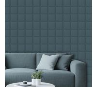 Tarwanear Blue Panel Effect Wallpaper 3D Effect Panelling Wallpaper Retro Embossed Tartan Wallpapers Feature Wall Home Faux Wood Panel Board Paneling Wall Paper for Living Room Bedroom Office