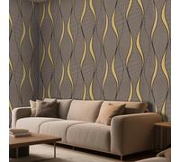Tarwanear Brown Wallpaper for Living Room Brown Stripes Wallpaper Non-Woven 3D Effect Textured Wall Paper Modern Wave Stripes Design Decor Wallpapers for Feature Walls Bedroom Hallway