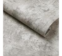 Tarwanear Concrete Effect Charcoal Wallpaper - Grey Wallpaper for Living Room,Bedroom,Fireplace,Hallway - Shabby Chic Wall Paper with Distressed Pattern,Textured Finish & Metallic Detailing