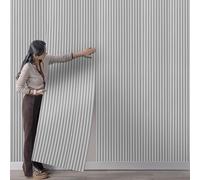 Tarwanear Grey 3D Effect Wood Slat Wallpaper Light Grey Striped Wood Grain Panel Wallpaper 0.53x9.5m Retro Faux Wooden Panel Wall Feature Wall Paper for Living Room Bedroom Hallway