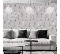 Tarwanear Grey Wallpaper for Living Room 4 Rolls - 20.12m² Grey Stripes Wallpaper Non-Woven 3D Effect Textured Wall Paper Wave Stripes Design Decor Wallpapers for Feature Walls Fireplace Frontroom