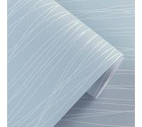 Tarwanear Light Blue Wallpaper Glitter Striped Textured Wallpapers 53x950cm Thick Wall Paper Light Blue Stripes Feature Flocking Embossed Wallpaper Roll for Livingroom Bedroom Lounge Hallway