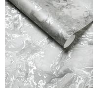 Tarwanear Marble Effect Wallpaper Silver Metallic,Modern Luxury Textured Grey Marble Wallpaper for Living Room,Bedroom,Fireplace,Hallway Feature Wall