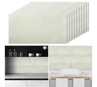Tarwanear Marble Tile Stickers 60 x 30cm 10PCS Self Adhesive Wall Tiles Bathroom Waterproof Peel and Stick Wall Moulding Panels PVC Stick on Tiles for Home Decor Kitchen Backsplash,Beige Yellow