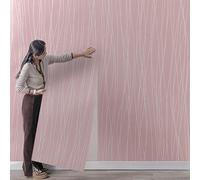 Tarwanear Pink Wallpaper Non-Woven Striped Wallpaper Plain Minimalist Embossed Wall Paper Modern Geometric Design Decor Roll Kids Boys Girls Wallpapers for Bedroom Lounge