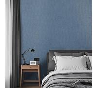 Tarwanear Plain Blue Wallpaper for Bedroom Thick Dark Blue Bedroom Wallpaper with Faux Linen Textured Matte Plain Pattern Look Like Fabric Wall Paper for Adults Kids Teenager Room Feature Wall