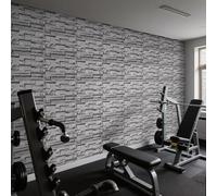 Tarwanear Rustic Light Grey Brick Wallpaper 3D Brick Effect Pattern Wallpaper Non-Woven Fabric Matte Textured Wall Paper for Living Room Bedroom Hallway House Decoration
