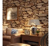 Tarwanear Rustic Stone Wallpaper - 3D Stone Effect Wall Paper, Brick Effect Wallpaper, Textured Thick Realistic Modern Accent Wall Panels for Living Spaces & Feature Walls