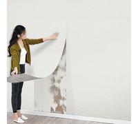Tarwanear Self Adhesive Wallpaper 1 Roll 3mm Thick Linen Textured for Kitchen Bedroom Living Room Plain Stick On Foam Wall Panels,Waterproof Thermal Anti-Collision - 50cm X 2.8m Beige White
