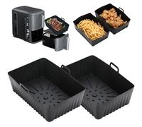 Tarwanear Silicone Air Fryer Liners for Ninja Double Stack XL Air Fryer SL400UK 9.5L,Large Air Fryer Accessories for Ninja AF451UK/AF400UK,Reusable Silicone Dual Basket Air Fryer Liner 7.6L-9.5L