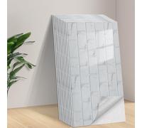 Tarwanear Stick on Tiles 50pcs 60x30cm Tile Stickers, Peel and Stick Wall Tiles Marble Brick Effect Self Adhesive Wall Tiles for Kitchen Bathroom Backsplash, PVC Wall Panels Waterproof, White Grey