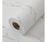 Tarwanear White Self Adhesive Wallpaper Marble Peel and Stick Wallpaper 1 Roll 300cm x 40cm 2.3mm Thick PVC Decorative Contact Paper for Kitchen Cabinet Wall Table Old Furniture