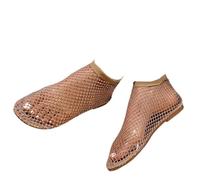 Tarz Kiz Sparkly Women Shoes, Ultra Comfortable Shiny Gem Mesh Flats, Glittery Stretchy Net Shoes (Colour: Gold, Size : 10)
