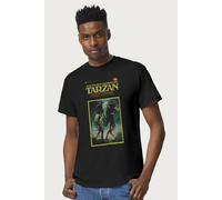 Tarzan Men's And The Castaways Book Cover Art T-Shirt in Black | Size: XL Tarzan Black XL