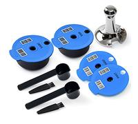 Tas simo Refillable Pods 60+180ML+Extra Silicone Lids 200+220ML, Reusable Coffee Pods Compatible with Tas simo Machine, BENFUCHEN Reusable Tas simo Pods with A Stainless Steel Tas simo Coffee Tamper