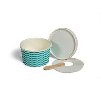 TAS-TY Blue Zigzag Paper Spoon in Lid Paper Ice Cream Tub 142 ML,5 oz (50)