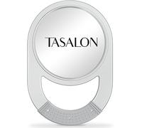 TASALON Unbreakable Hand Mirror, Hand Mirrors with Handle, Salon Barber for Hair, Anti-Slip Hand Held with Rubber Grip for Travel, Makeup, Shaving, Shower, Camping - Silver